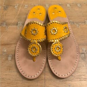 Jack Rogers Light Orange Leather Floral Thong Sandals